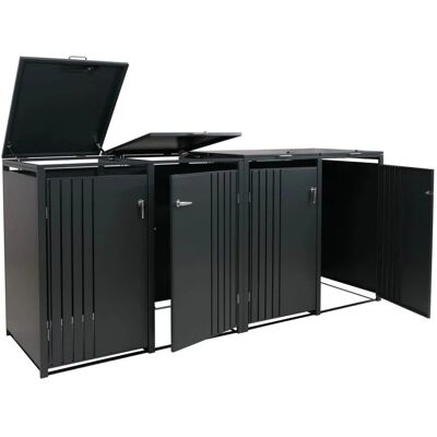 MCW 4er-Mülltonnenverkleidung O67 Anthrazit 122x264x84cm MCW 4er-Mülltonnenverkleidung O67 Anthrazit 122x264x84cm