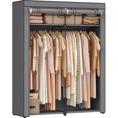 Songmics Stoffschrank Rylan mit Kleiderstangen Faltbar Grau Songmics Stoffschrank Rylan mit Kleiderstangen Faltbar Grau