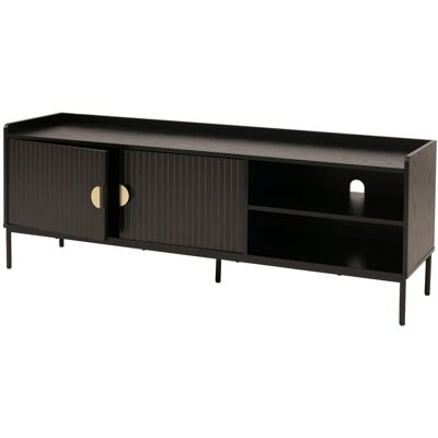 MCW TV-Rack O39 Melamin MDF 56x150x40cm Holzoptik Schwarz MCW TV-Rack O39 Melamin MDF 56x150x40cm Holzoptik Schwarz