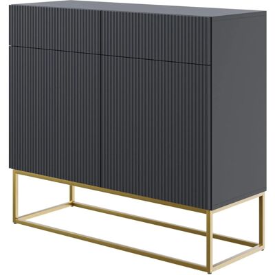 Selsey Sideboard Veldio 100 cm mit 2 Schubladen Schwarz mit Goldenen Beinen Selsey Sideboard Veldio 100 cm mit 2 Schubladen Schwarz mit Goldenen Beinen