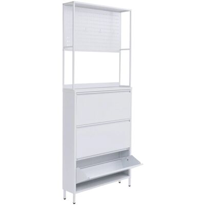 MCW Schuhschrank O86 3 Kippfächer Ablage Haken Metall 201x80x20cm Weiß MCW Schuhschrank O86 3 Kippfächer Ablage Haken Metall 201x80x20cm Weiß