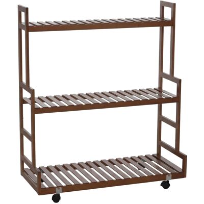 MCW Bambus Pflanzenregal Q33 3 Ablagen Rollen 105x90x38cm Braun MCW Bambus Pflanzenregal Q33 3 Ablagen Rollen 105x90x38cm Braun