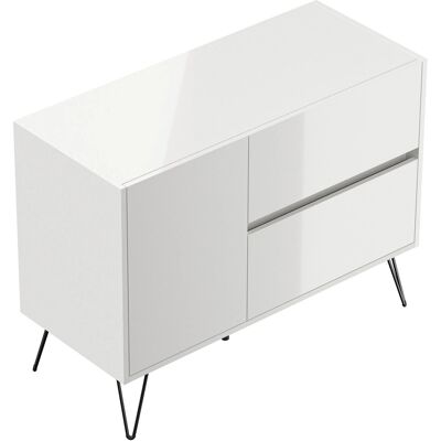 Posseik Sideboard Industrial S 2 Schubladen 1 Tür 100 cm Weiß Hochglanz Posseik Sideboard Industrial S 2 Schubladen 1 Tür 100 cm Weiß Hochglanz