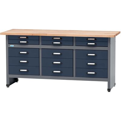 Küpper Werkbank mit 15 Schubladen 84 x 170 x 60 cm Dunkelblau Küpper Werkbank mit 15 Schubladen 84 x 170 x 60 cm Dunkelblau