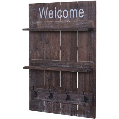 MCW Wandgarderobe C89 Welcome Shabby-Look Vintage 4 Haken 90x60cm Braun Shabby MCW Wandgarderobe C89 Welcome Shabby-Look Vintage 4 Haken 90x60cm Braun Shabby