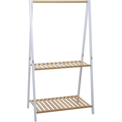 MCW Bambus Pflanzenregal Q32 Stange 2 Ablagen 130x70x44cm Natur-Weiß MCW Bambus Pflanzenregal Q32 Stange 2 Ablagen 130x70x44cm Natur-Weiß