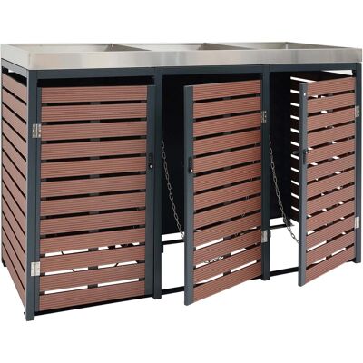MCW 3er Mülltonnenverkleidung K14 Walnuss-Holzoptik 124x200x84cm MCW 3er Mülltonnenverkleidung K14 Walnuss-Holzoptik 124x200x84cm