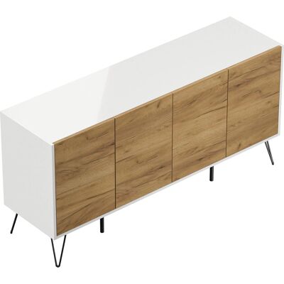 Posseik Sideboard Industrial H Stehend 4 Türen 155 cm Weiß Eiche Front Posseik Sideboard Industrial H Stehend 4 Türen 155 cm Weiß Eiche Front