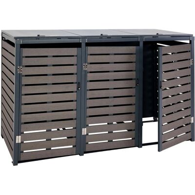 MCW 3er-Mülltonnenverkleidung K14 3x120l Anthrazit 119x205x84cm MCW 3er-Mülltonnenverkleidung K14 3x120l Anthrazit 119x205x84cm