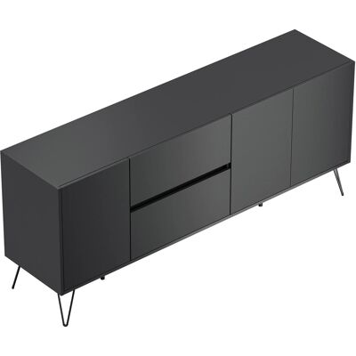 Posseik Sideboard Industrial I 2 Schubladen 3 Türen 180 cm Grafit Posseik Sideboard Industrial I 2 Schubladen 3 Türen 180 cm Grafit