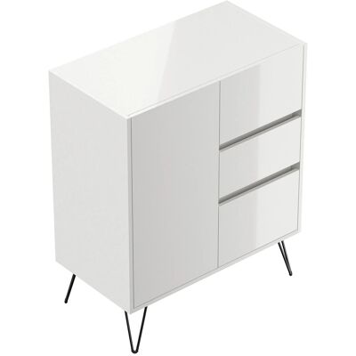 Posseik Sideboard Industrial K 3 Schubladen 1 Tür 80 cm Weiß Hochglanz Posseik Sideboard Industrial K 3 Schubladen 1 Tür 80 cm Weiß Hochglanz