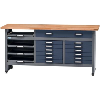 Küpper Werkbank mit 17 Schubladen 84 x 170 x 60 cm Dunkelblau Küpper Werkbank mit 17 Schubladen 84 x 170 x 60 cm Dunkelblau