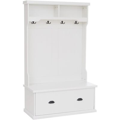 MCW Garderobe P27 4 Haken Staufach Ablage Melamin 163x100x47cm Weiß MCW Garderobe P27 4 Haken Staufach Ablage Melamin 163x100x47cm Weiß