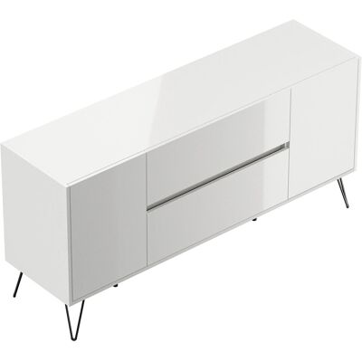 Posseik Sideboard Industrial G 2 Schubladen 2 Türen 155 cm Weiß Hochglanz Posseik Sideboard Industrial G 2 Schubladen 2 Türen 155 cm Weiß Hochglanz