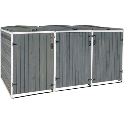 MCW 3er-/6er-Mülltonnenverkleidung H74 Grau-Weiß 126x238x98cm MCW 3er-/6er-Mülltonnenverkleidung H74 Grau-Weiß 126x238x98cm