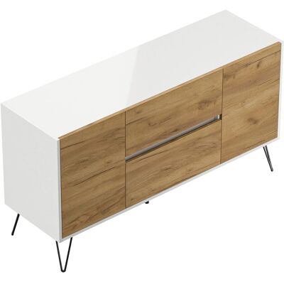 Posseik Sideboard Industrial F 2 Schubladen 2 Türen 140 cm Weiß Eiche Front Posseik Sideboard Industrial F 2 Schubladen 2 Türen 140 cm Weiß Eiche Front