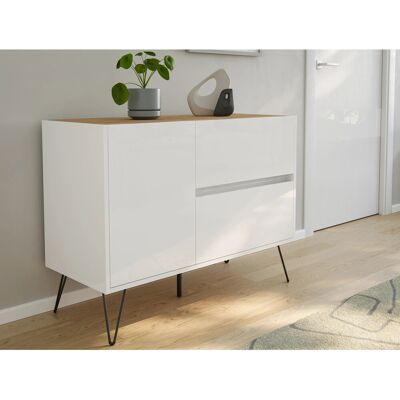 Posseik Sideboard Industrial S 2 Schubladen 1 Tür 100 cm Weiß Eiche Top Posseik Sideboard Industrial S 2 Schubladen 1 Tür 100 cm Weiß Eiche Top