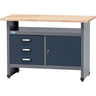 Küpper Werkbank Eintürig mit 3 Schubladen 84 x 120 x 60 cm Dunkelblau Küpper Werkbank Eintürig mit 3 Schubladen 84 x 120 x 60 cm Dunkelblau