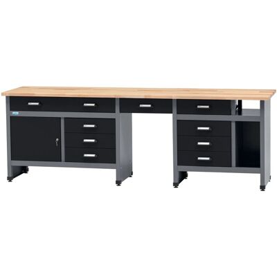 Küpper Werkbank 1-Türig 9 Schubladen Sitzraum 84 x 240 x 60 cm Schwarz-Grau Küpper Werkbank 1-Türig 9 Schubladen Sitzraum 84 x 240 x 60 cm Schwarz-Grau