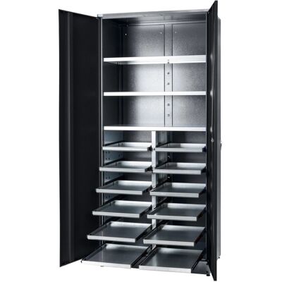 Küpper Materialschrank 2-Türig 12 Schubladen 204 x 91 x 53 cm Schwarz-Hellgrau Küpper Materialschrank 2-Türig 12 Schubladen 204 x 91 x 53 cm Schwarz-Hellgrau