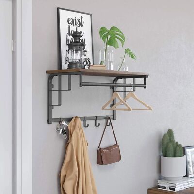 Vasagle Wandgarderobe mit Aufbewahrungsregal 30 cm x 66 cm x 27 cm Braun-Schwarz Vasagle Wandgarderobe mit Aufbewahrungsregal 30 cm x 66 cm x 27 cm Braun-Schwarz