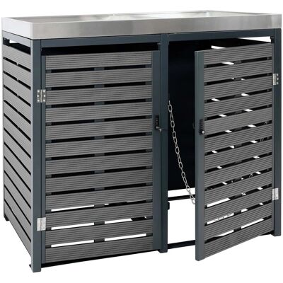 MCW 2er Mülltonnenverkleidung K14 Anthrazit 124x134x84cm MCW 2er Mülltonnenverkleidung K14 Anthrazit 124x134x84cm