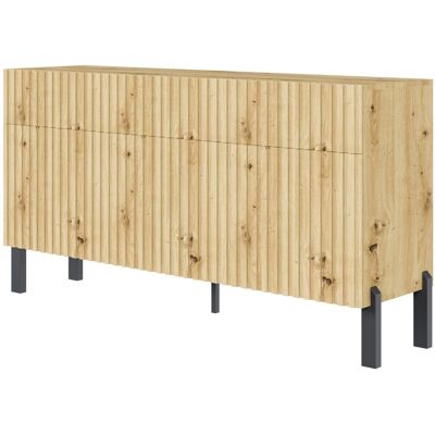 Selsey Sideboard Telire 154 cm Dreitürig mit Drei Schubladen und Lamellenfront Artisan Eiche Selsey Sideboard Telire 154 cm Dreitürig mit Drei Schubladen und Lamellenfront Artisan Eiche