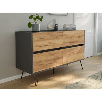 Posseik Sideboard Industrial E 4 Schubladen 120 cm Grafit Eiche Front Posseik Sideboard Industrial E 4 Schubladen 120 cm Grafit Eiche Front