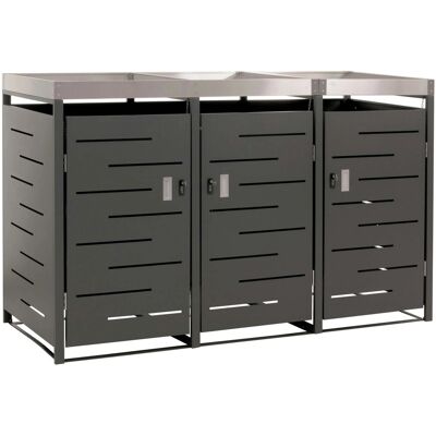 MCW 3er-Mülltonnenverkleidung H40 125x198x84cm Anthrazit MCW 3er-Mülltonnenverkleidung H40 125x198x84cm Anthrazit