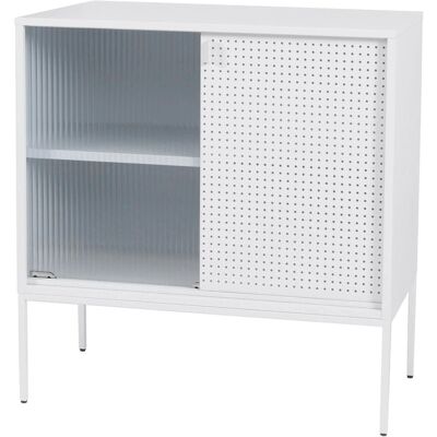 MCW Kommode O90 Industrial Staufächer Schiebetüren Metall 85x80x45cm Weiß MCW Kommode O90 Industrial Staufächer Schiebetüren Metall 85x80x45cm Weiß