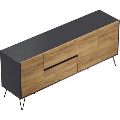 Posseik Sideboard Industrial I 2 Schubladen 3 Türen 180 cm Grafit Eiche Front Posseik Sideboard Industrial I 2 Schubladen 3 Türen 180 cm Grafit Eiche Front