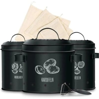 KitchenQuality Kartoffelaufbewahrungsbox 3er-Set aus Metall inkl. Schäler & Beutel KitchenQuality Kartoffelaufbewahrungsbox 3er-Set aus Metall inkl. Schäler & Beutel