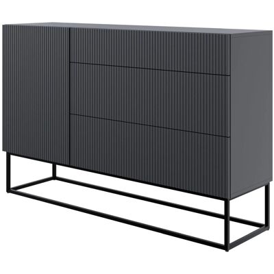 Selsey Sideboard Veldio 140 cm mit 3 Schubladen Schwarz mit Schwarzen Beinen Selsey Sideboard Veldio 140 cm mit 3 Schubladen Schwarz mit Schwarzen Beinen