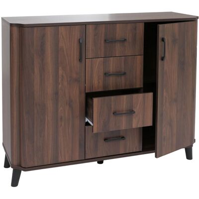 MCW Kommode P42 4 Schubladen Staufächer 2 Türen MDF 92x120x40cm Walnuss-Optik MCW Kommode P42 4 Schubladen Staufächer 2 Türen MDF 92x120x40cm Walnuss-Optik