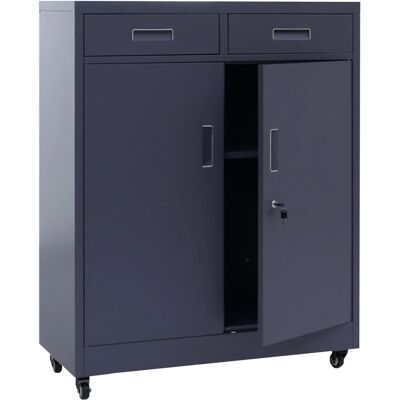 MCW Aktenschrank O89 Rollen Türen Schubladen Abschließbar Metall 116x90x40cm Dunkelgrau MCW Aktenschrank O89 Rollen Türen Schubladen Abschließbar Metall 116x90x40cm Dunkelgrau