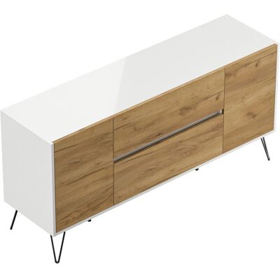 Posseik Sideboard Industrial G 2 Schubladen 2 Türen 155 cm Weiß Eiche Front Posseik Sideboard Industrial G 2 Schubladen 2 Türen 155 cm Weiß Eiche Front