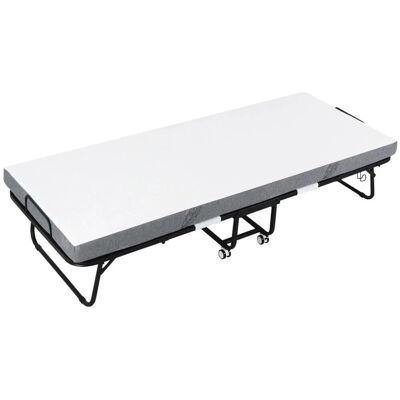 HOMCOM Klappbett mit Rollen Stahl Schaumstoff Weiß Schwarz 200 x 80 x 42,5 cm HOMCOM Klappbett mit Rollen Stahl Schaumstoff Weiß Schwarz 200 x 80 x 42,5 cm