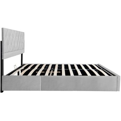 okwish Einzelbett mit Stauraumbett Kopfteil Jugendzimmer mit Matratze 140 x 200 cm cm Hellgrau okwish Einzelbett mit Stauraumbett Kopfteil Jugendzimmer mit Matratze 140 x 200 cm cm Hellgrau