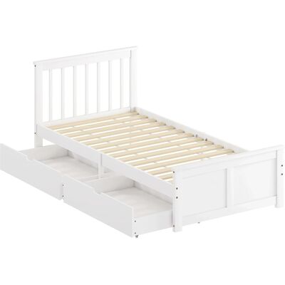 HOMCOM Bettgestell Kiefernholz MDF 207L x 98B x 82H cm Weiß HOMCOM Bettgestell Kiefernholz MDF 207L x 98B x 82H cm Weiß
