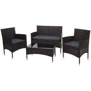 MCW Poly-Rattan Garnitur F55 4-teilig Braun Kissen Dunkelgrau MCW Poly-Rattan Garnitur F55 4-teilig Braun Kissen Dunkelgrau