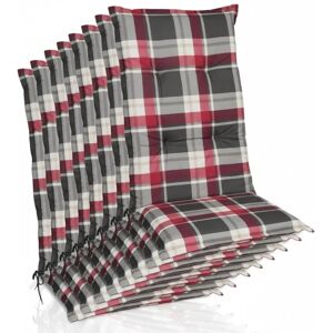Beautissu 8er Set Hochlehner Auflagen Set 120x50 cm Polster Bordeaux Kariert Beautissu 8er Set Hochlehner Auflagen Set 120x50 cm Polster Bordeaux Kariert