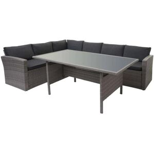 MCW Poly-Rattan-Garnitur A29 Grau Kissen Grau MCW Poly-Rattan-Garnitur A29 Grau Kissen Grau
