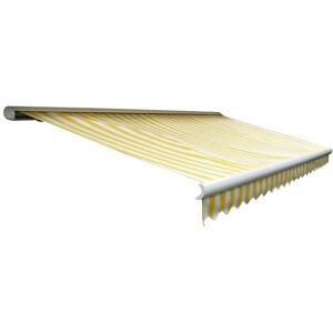 MCW Kassetten-Markise H124 mit Volant 5x3m Polyester Gelb/Weiß MCW Kassetten-Markise H124 mit Volant 5x3m Polyester Gelb/Weiß