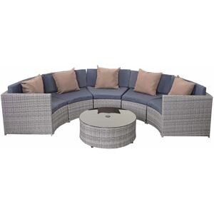 MCW Poly-Rattan Garnitur E17 Rund Grau Polster Dunkelgrau Kissen Beige MCW Poly-Rattan Garnitur E17 Rund Grau Polster Dunkelgrau Kissen Beige