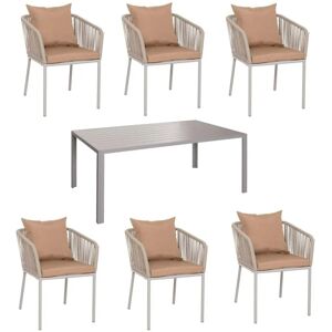 MCW Gartengarnitur N41 7-teilig Hellgrau Kissen Taupe MCW Gartengarnitur N41 7-teilig Hellgrau Kissen Taupe