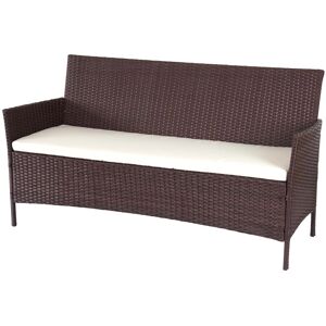 MCW 3-Sitzer Poly-Rattan Gartenbank Hamar Braun-meliert Kissen Creme MCW 3-Sitzer Poly-Rattan Gartenbank Hamar Braun-meliert Kissen Creme