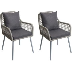MCW Gartenstuhl O12 2er-Set Sitz-/Rückenpolster Aluminium Grau Bezug Dunkelgrau MCW Gartenstuhl O12 2er-Set Sitz-/Rückenpolster Aluminium Grau Bezug Dunkelgrau