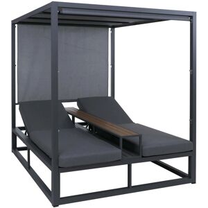 MCW Alu Lounge-Gartenliege P81 10cm-Polster 220g/m² 196x165x196cm Dunkelgrau Polster Grau MCW Alu Lounge-Gartenliege P81 10cm-Polster 220g/m² 196x165x196cm Dunkelgrau Polster Grau