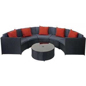 MCW Poly-Rattan Garnitur E17 Rund Schwarz Polster Dunkelgrau Kissen Terracotta MCW Poly-Rattan Garnitur E17 Rund Schwarz Polster Dunkelgrau Kissen Terracotta