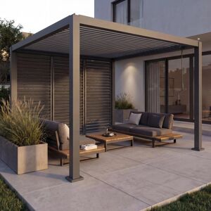 MCW Pergola P65 mit 3x Lamellenwand 10cm-Alu-Gestell 3x3m Anthrazit MCW Pergola P65 mit 3x Lamellenwand 10cm-Alu-Gestell 3x3m Anthrazit